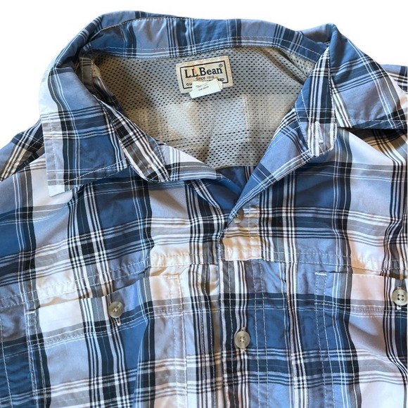 L.L. Bean Lightweight Blue and White Plaid - Picture 4 of 5